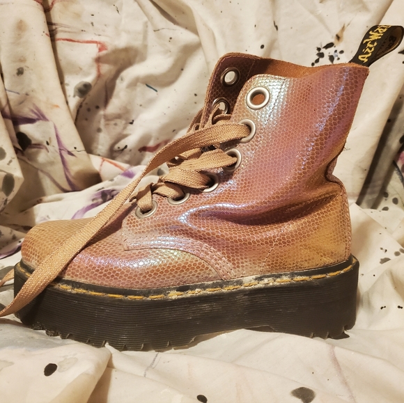 Doc Martens Molly Pink Suede Sparkle Sz US 7 - Picture 5 of 6